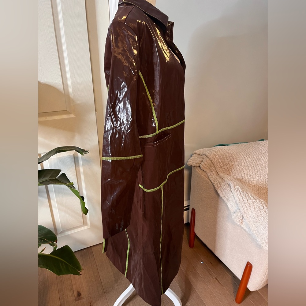 I.AM.GIA Dolls Kill vinyl chocolate trench coat, L, new - Picture 15 of 16